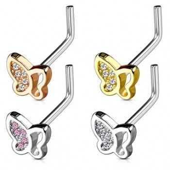 L Bend Butterfly Nose Stud